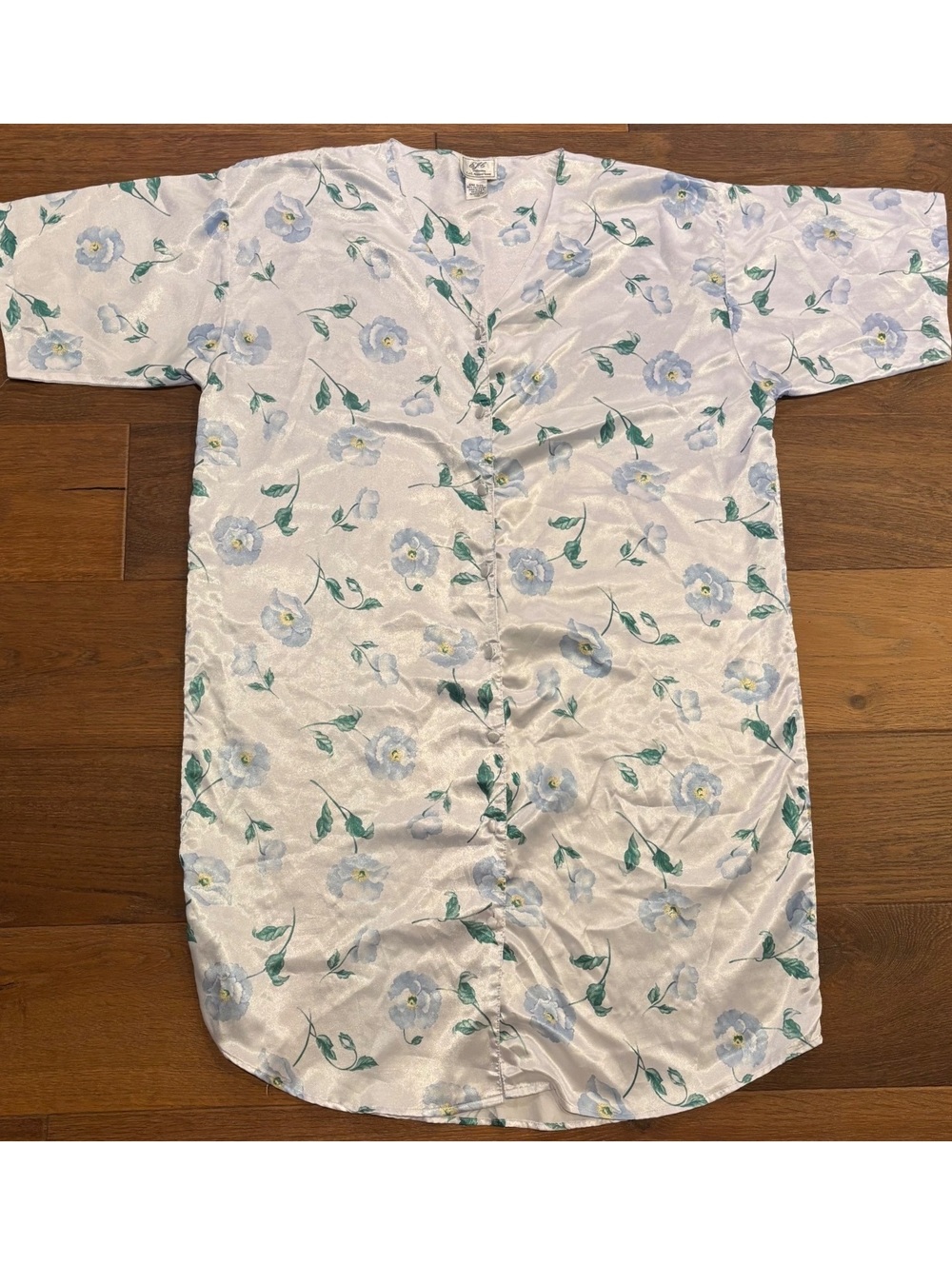 Vintage 90s EJC Intimates Satin Floral Button Up Night Gown Lingerie, OSFA